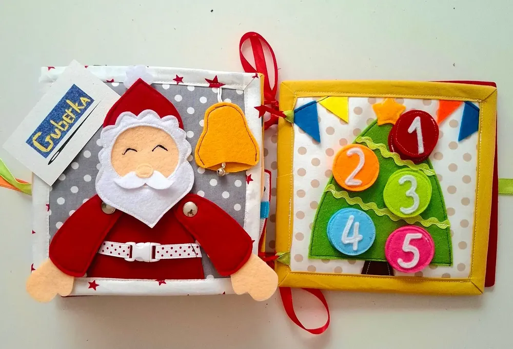 Soft toy - Christmas Interactive Textile Book | Handmade Quiet Book for Children - GUBERKA