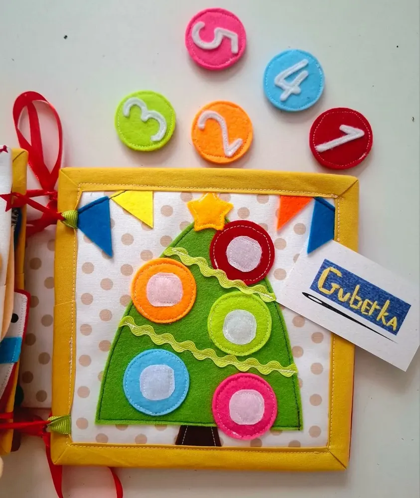 Soft toy - Christmas Interactive Textile Book | Handmade Quiet Book for Children - GUBERKA