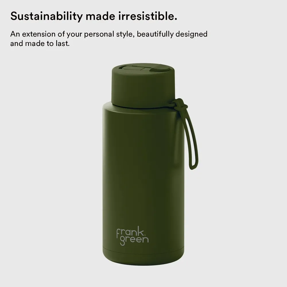 Mugs - Reusable Bottle with Flip Straw Lid 34oz/1L - FRANK GREEN LIMITED