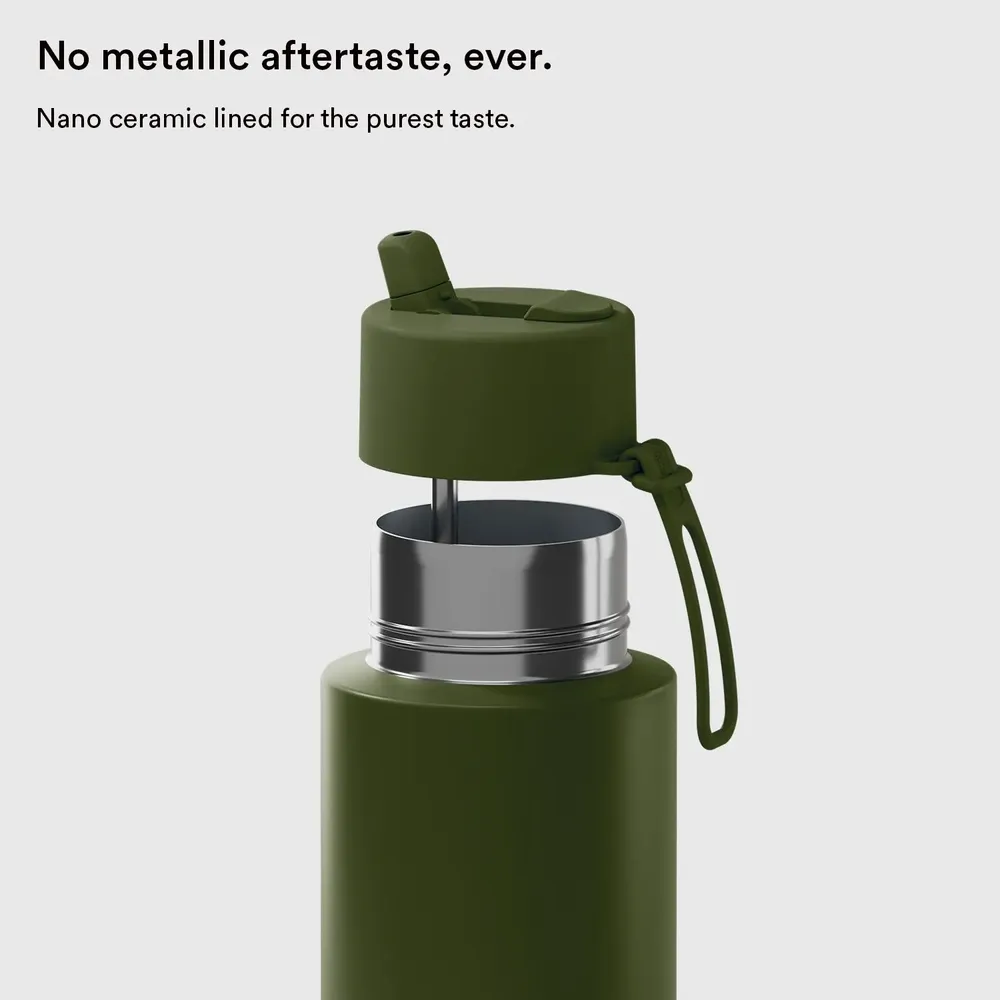 Mugs - Reusable Bottle with Flip Straw Lid 34oz/1L - FRANK GREEN LIMITED