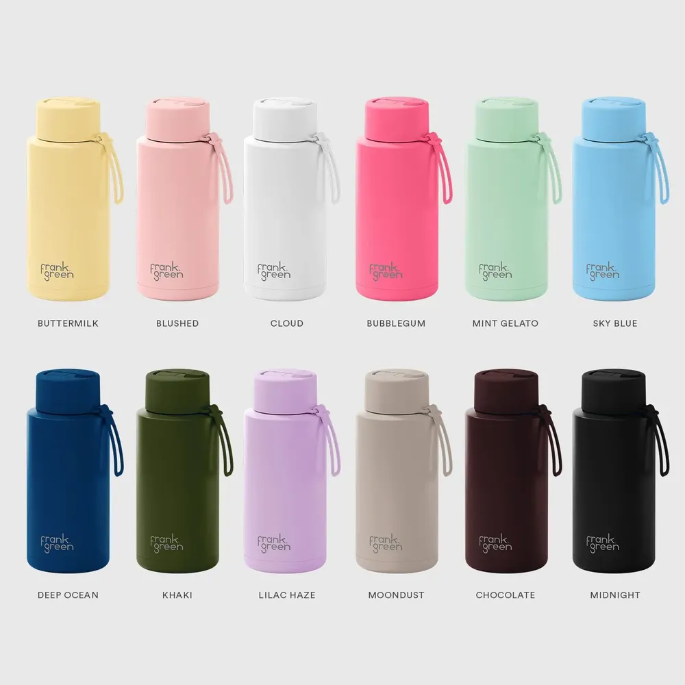 Mugs - Reusable Bottle with Flip Straw Lid 34oz/1L - FRANK GREEN LIMITED