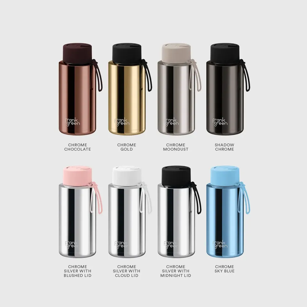 Tasses et mugs - Chrome Reusable Bottle with Flip Straw Lid 34oz/1L - FRANK GREEN LIMITED