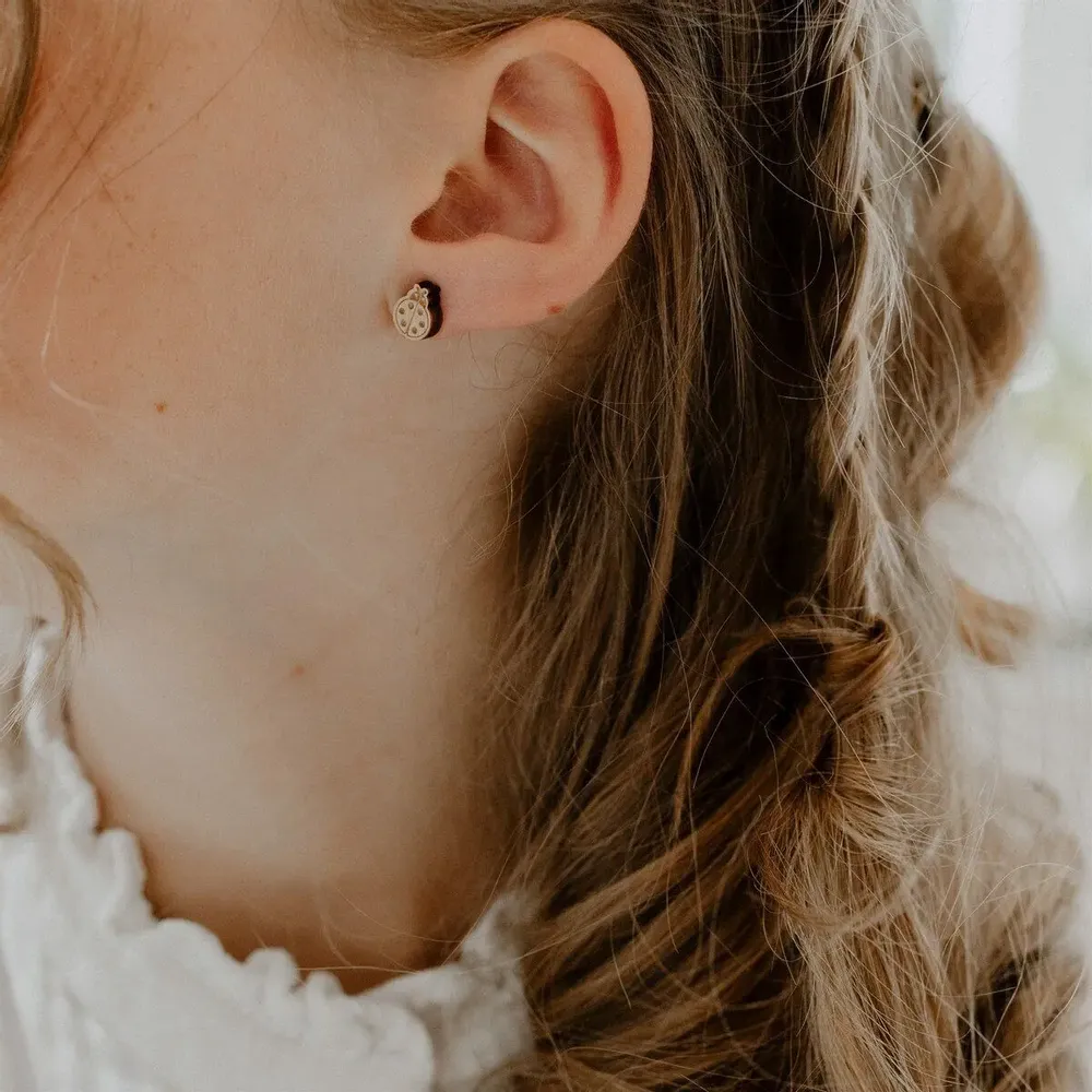 Boucles d'oreilles en bois - Coccinelles - LES PETITES HIRONDELLES