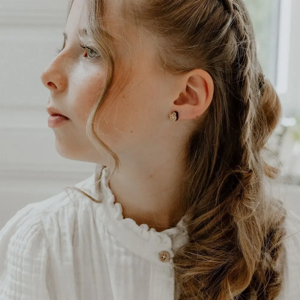 Boucles d'oreilles en bois - Coccinelles - LES PETITES HIRONDELLES
