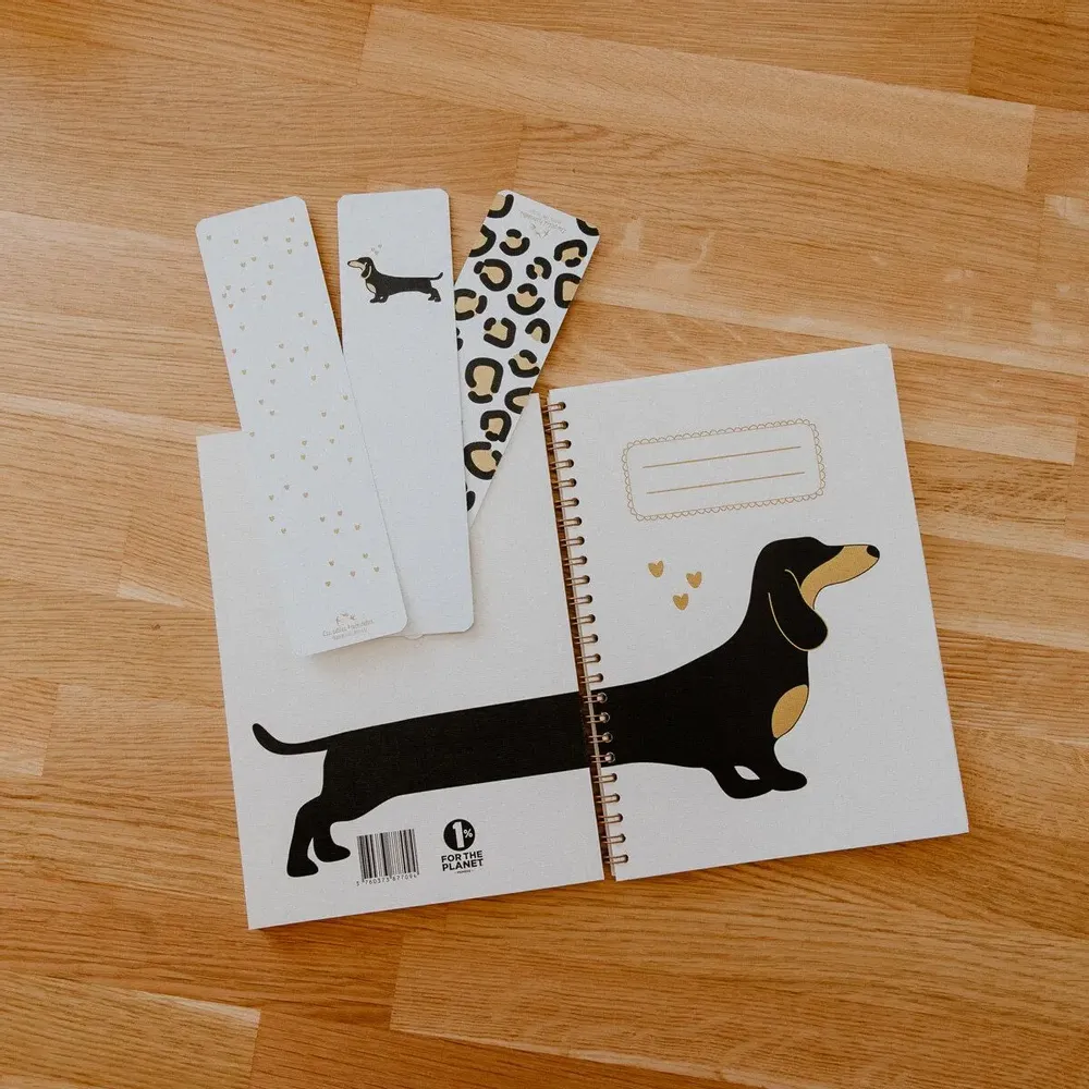 Stationery - A5 paper notebook - Spiral-bound and lined pages - Dachshund - LES PETITES HIRONDELLES