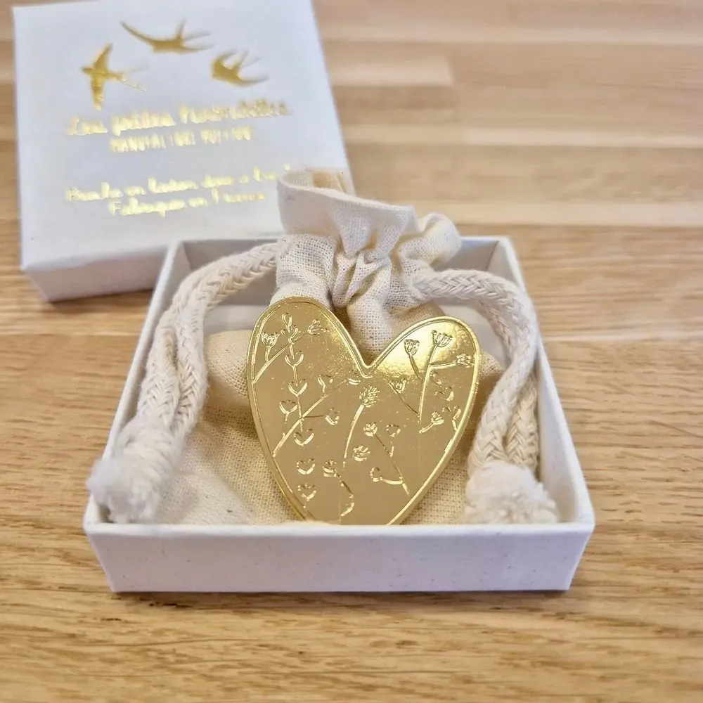 Gold-plated brass brooch - Heart - LES PETITES HIRONDELLES
