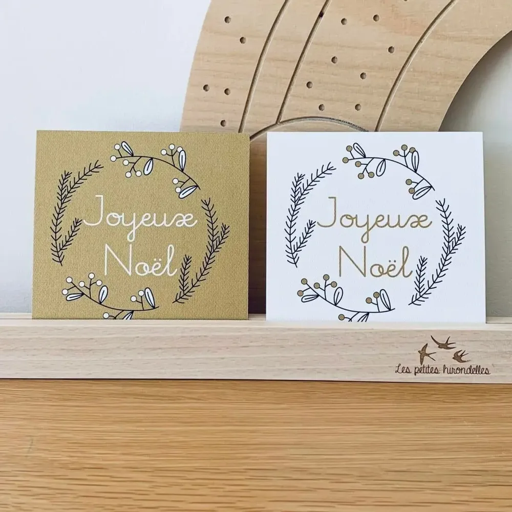 Papeterie bureau - Carte & enveloppe - Joyeux Noël Blanc - LES PETITES HIRONDELLES