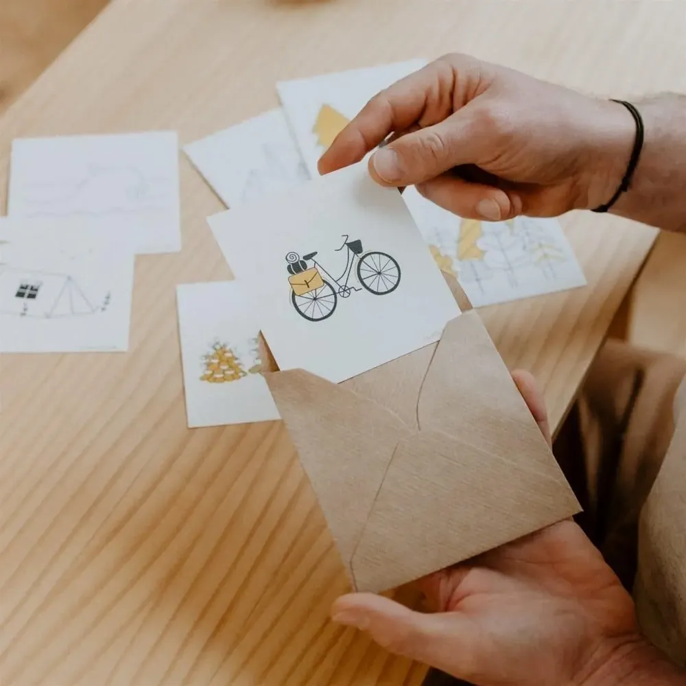 Papeterie bureau - Carte & enveloppe - Vélo - LES PETITES HIRONDELLES