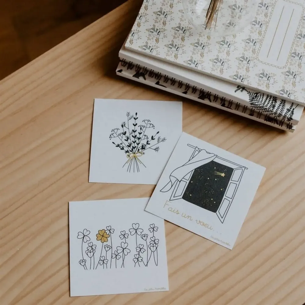 Papeterie bureau - Carte & enveloppe - Trèfles porte bonheur - LES PETITES HIRONDELLES