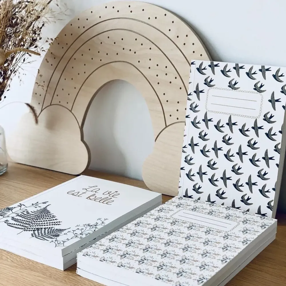 Papeterie bureau - Carnet en papier A5 - Pages blanches - Les hirondelles sur le fil - Ciel blanc - LES PETITES HIRONDELLES