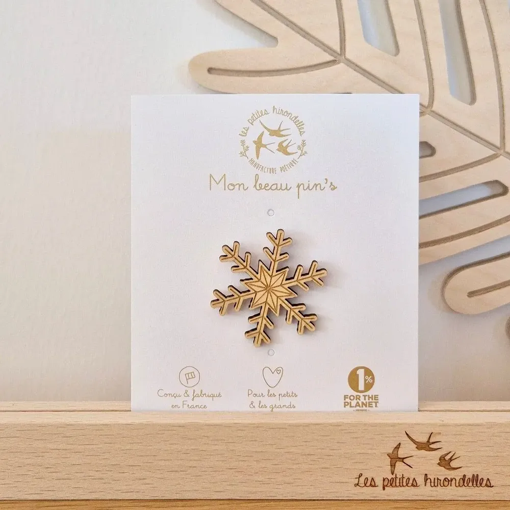 Wooden pin's - Snowflake - LES PETITES HIRONDELLES