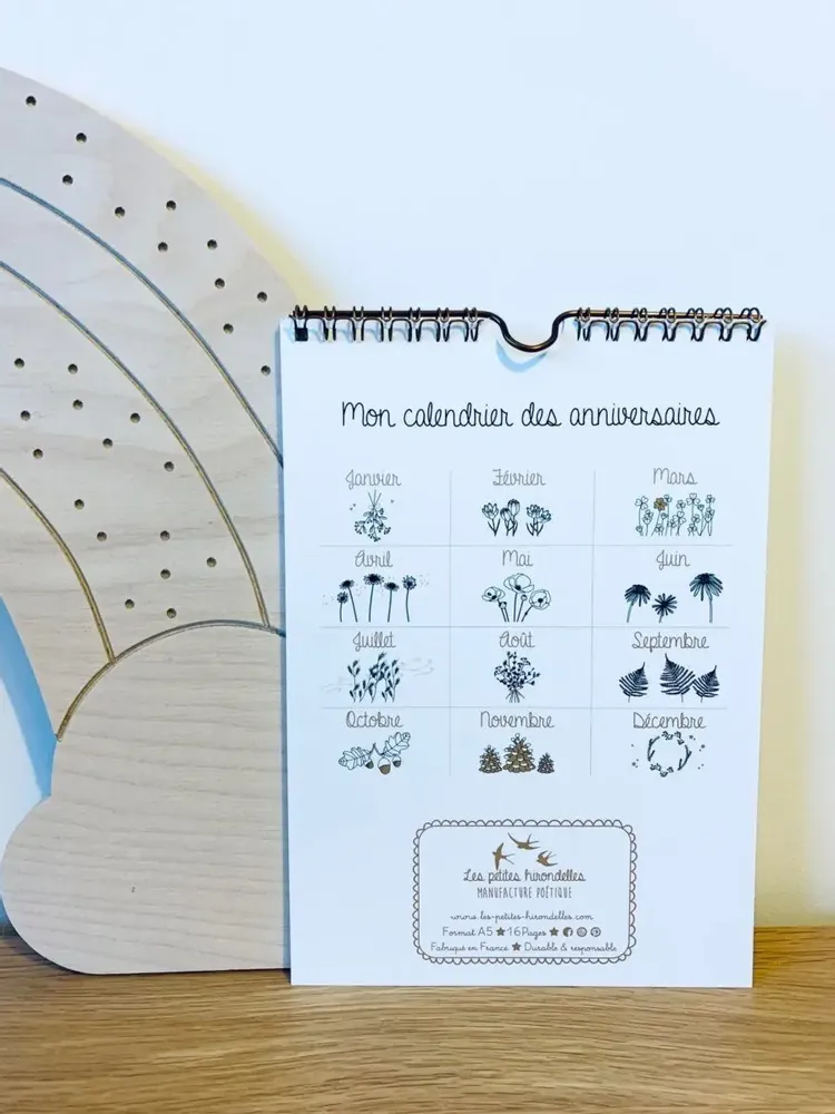 Papeterie bureau - Calendrier des Anniversaires Botanique - LES PETITES HIRONDELLES