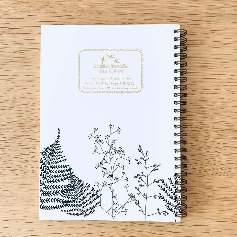 Papeterie bureau - Carnet en papier A5 - Spirales et lignes - Botanique - LES PETITES HIRONDELLES