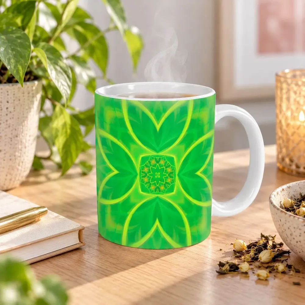 Cadeaux - Mug mandala de la Légèreté (vert) - MANDALASHOP