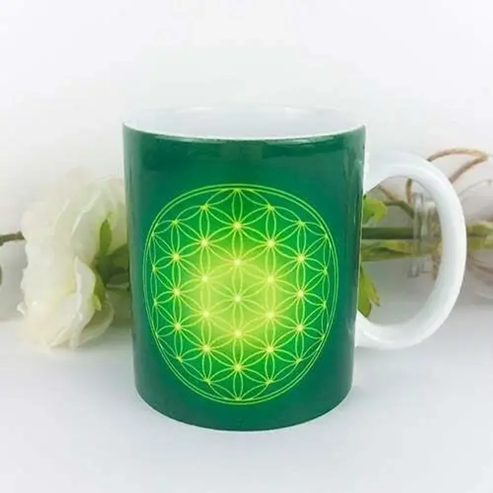 Cadeaux - Mug Fleur de Vie verte - MANDALASHOP
