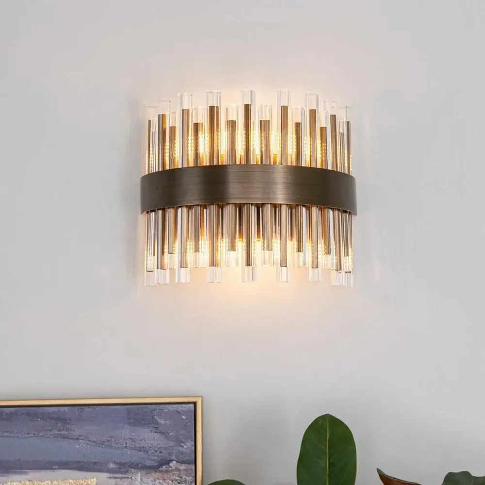 Wall lamps - Colmar Wide Antique Brass Wall Light - RV  ASTLEY LTD
