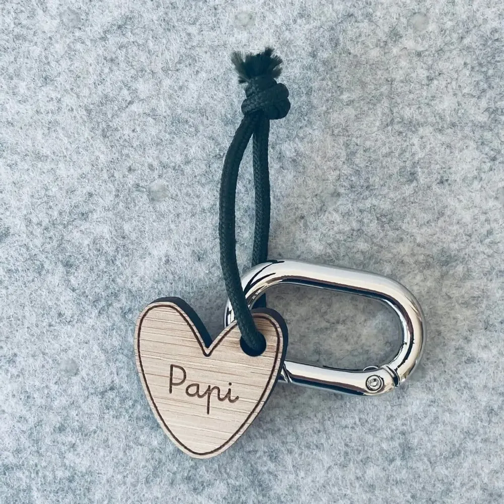 Cadeaux - Porte-clés en bois - Cœur Papi - LES PETITES HIRONDELLES