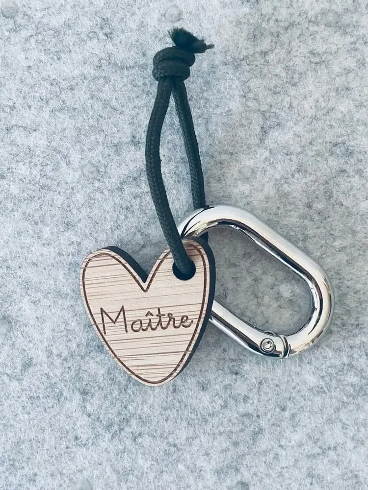 Cadeaux - Porte-clés en bois - Cœur Maître - LES PETITES HIRONDELLES
