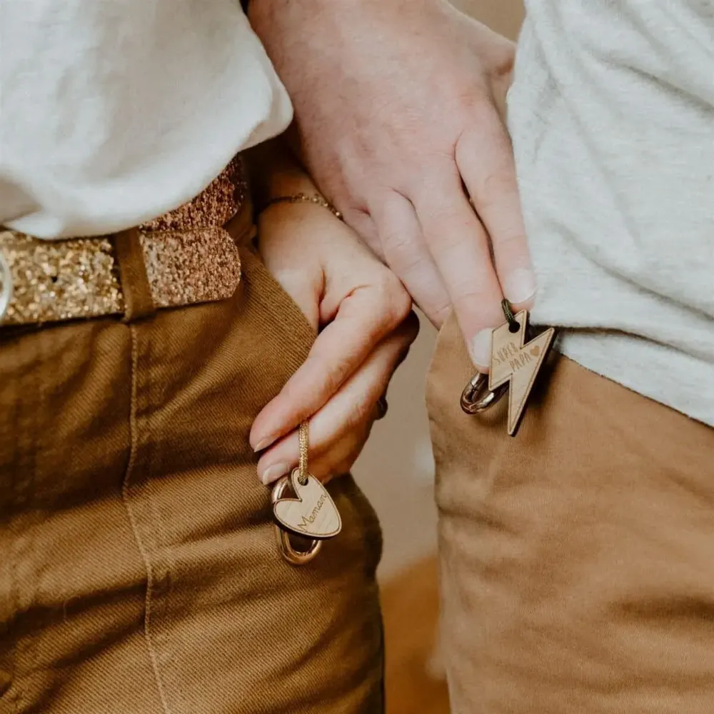 Cadeaux - Porte-clés en bois - Cœur Papa - LES PETITES HIRONDELLES