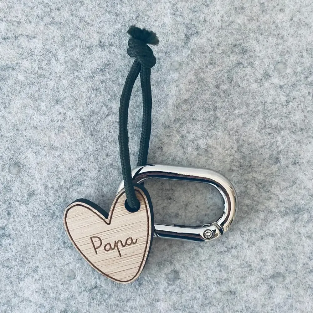 Cadeaux - Porte-clés en bois - Cœur Papa - LES PETITES HIRONDELLES