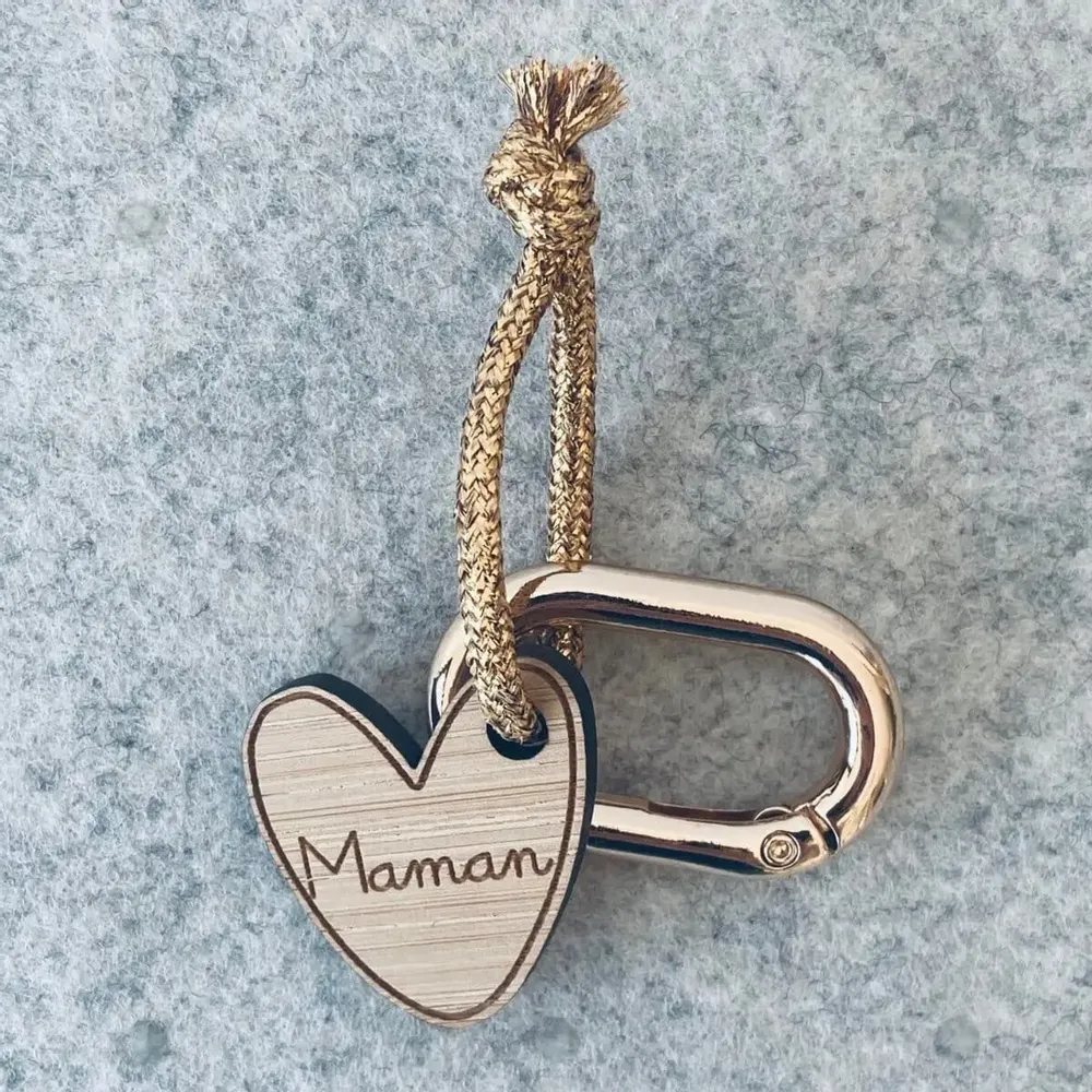Cadeaux - Porte-clés en bois - Cœur Papa - LES PETITES HIRONDELLES