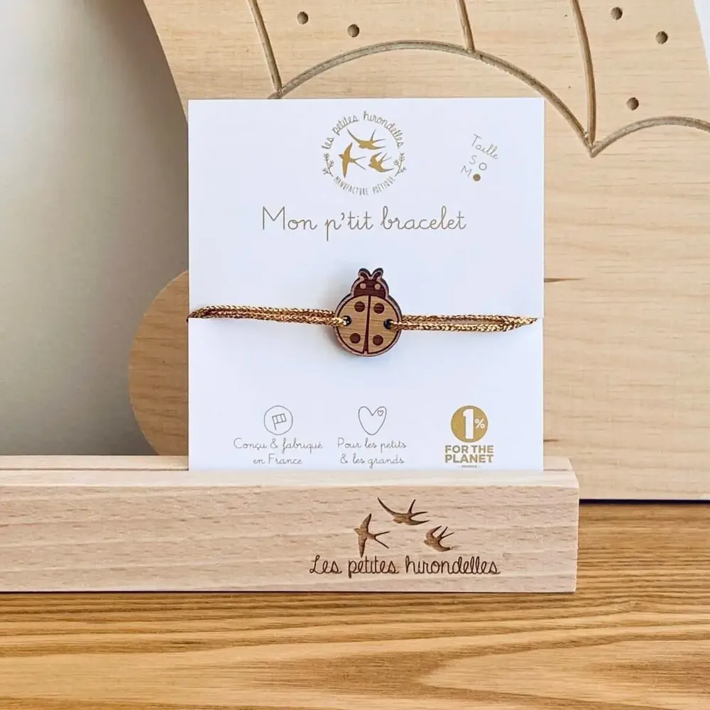 Bracelets - bracelet-en-bois-coccinelle - LES PETITES HIRONDELLES