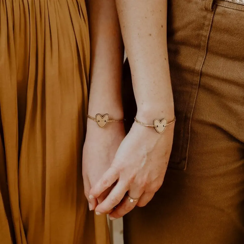 Bracelets - bracelet-en-bois-coeur - LES PETITES HIRONDELLES