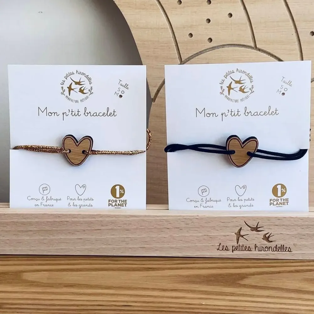 Bracelets - bracelet-en-bois-coeur - LES PETITES HIRONDELLES