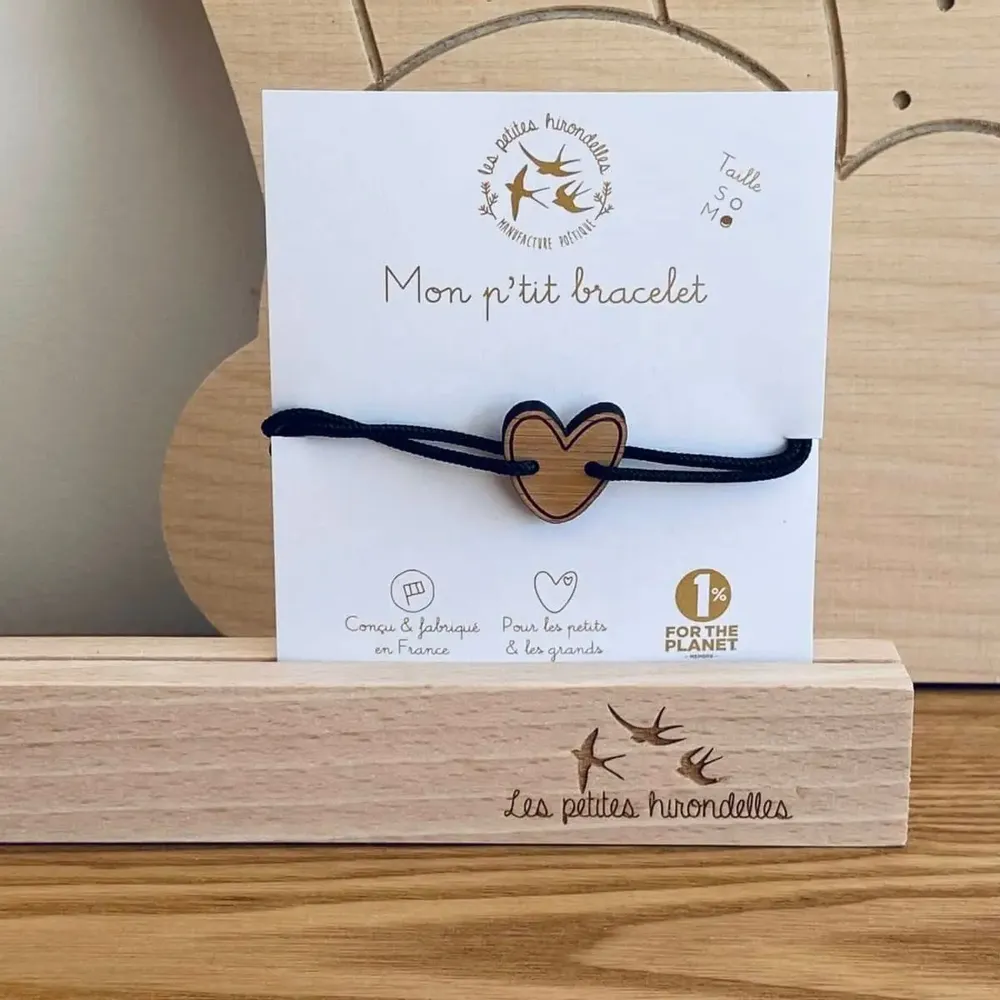 Bracelets - bracelet-en-bois-coeur - LES PETITES HIRONDELLES