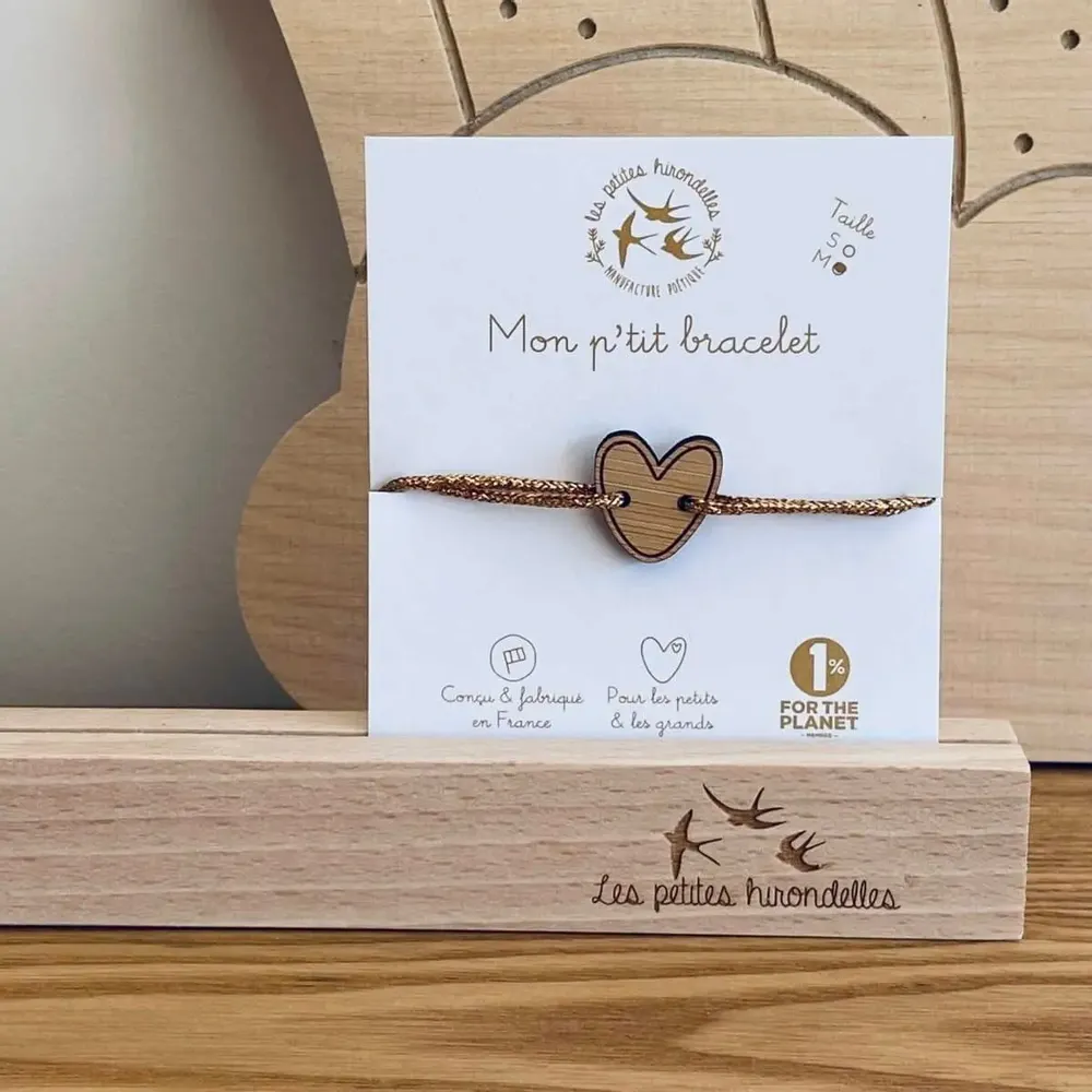 Bracelets - bracelet-en-bois-coeur - LES PETITES HIRONDELLES