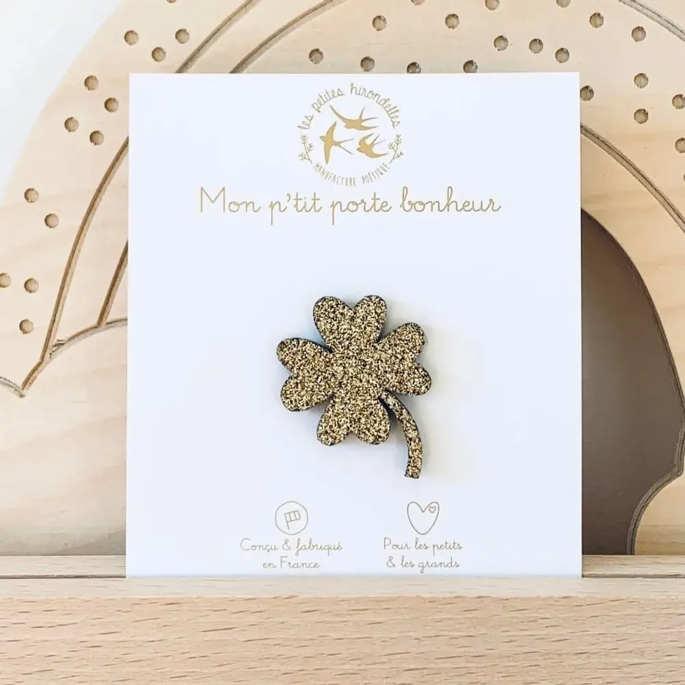 Broches - pin-s-feutrine-pailletee-trefle - LES PETITES HIRONDELLES