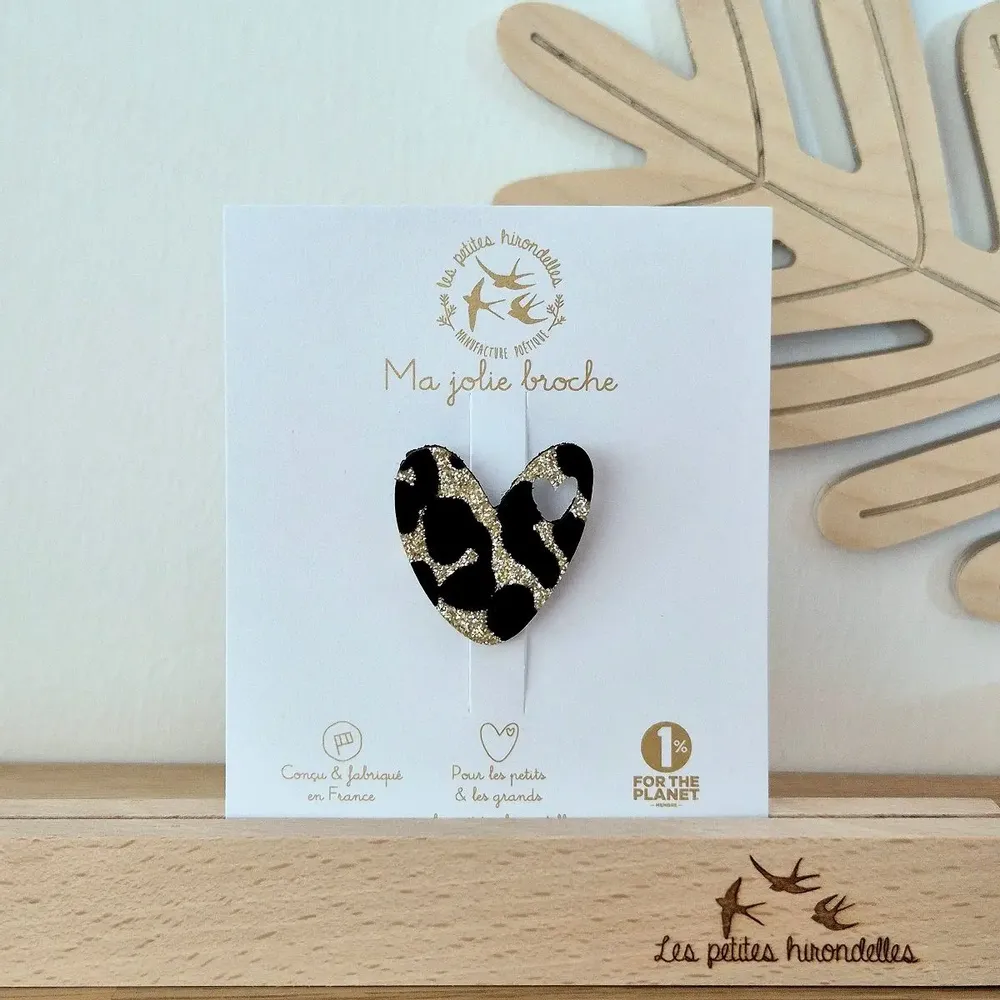 Brooches - Glitter felt brooch - Heart - Silver - LES PETITES HIRONDELLES