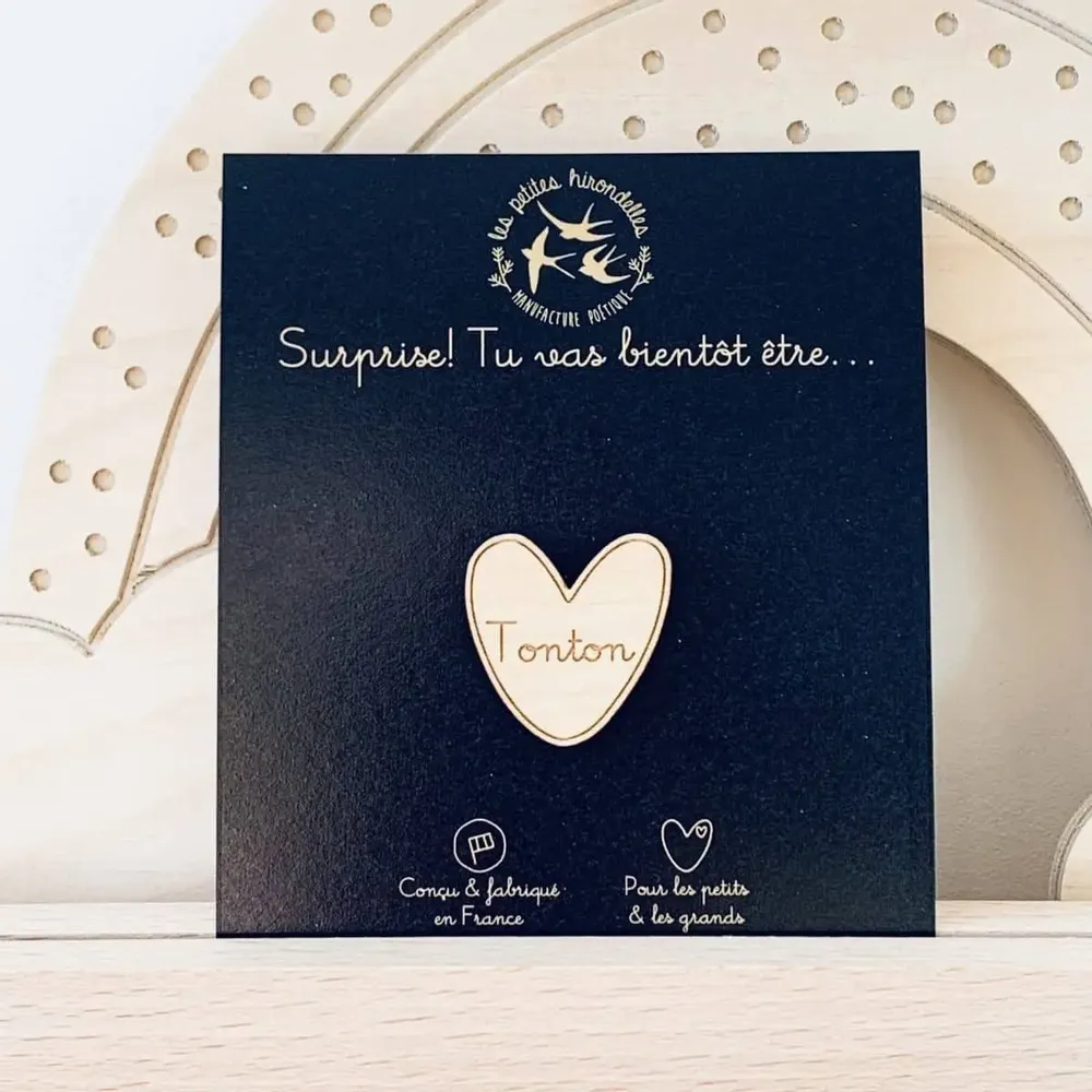 Brooches - Wooden pin's - Pregnancy announcement - Big Brother - LES PETITES HIRONDELLES
