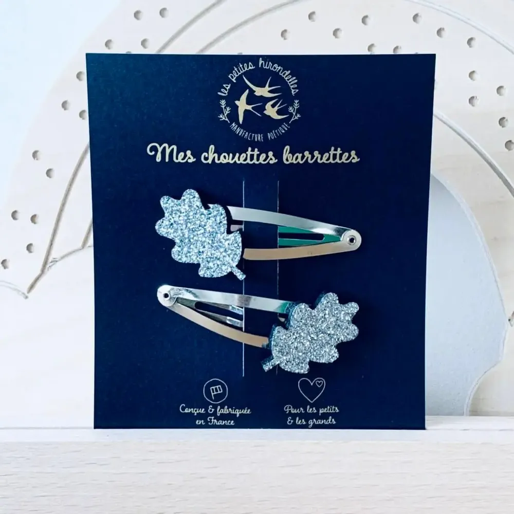 Accessoires cheveux - barrettes-doubles-feuilles-de-chene - LES PETITES HIRONDELLES