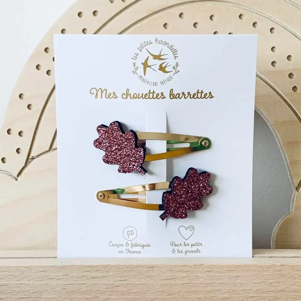 Accessoires cheveux - barrettes-doubles-feuilles-de-chene - LES PETITES HIRONDELLES