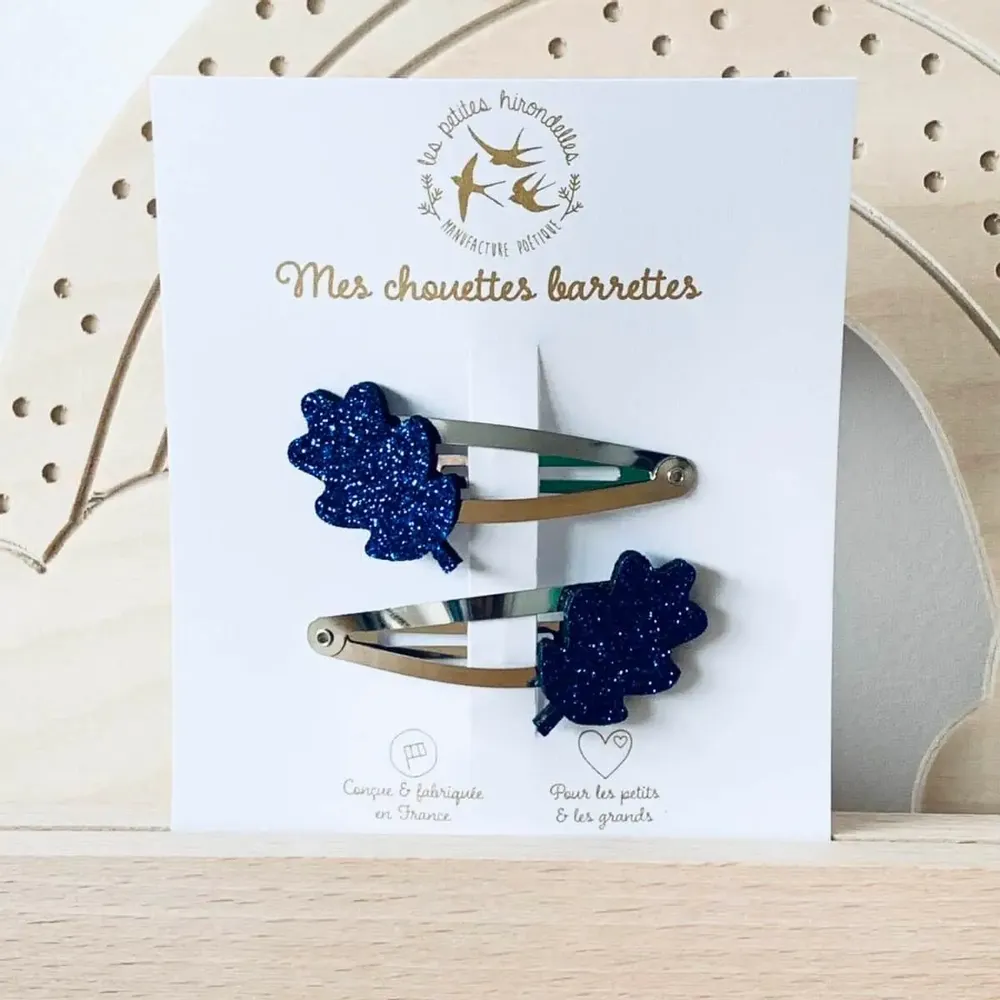 Accessoires cheveux - barrettes-doubles-feuilles-de-chene - LES PETITES HIRONDELLES