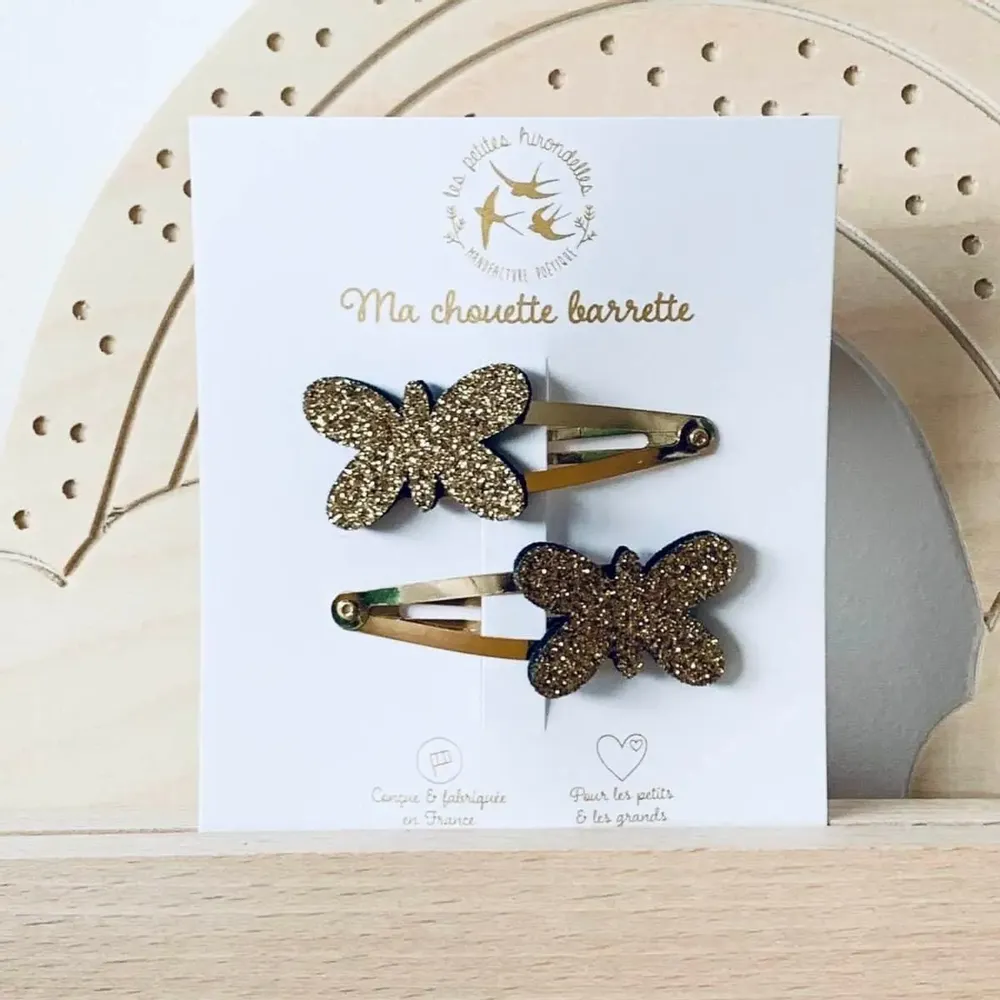 Accessoires cheveux - barrettes-doubles-papillons - LES PETITES HIRONDELLES