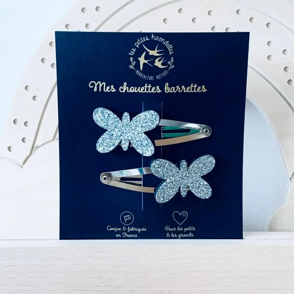 Accessoires cheveux - barrettes-doubles-papillons - LES PETITES HIRONDELLES