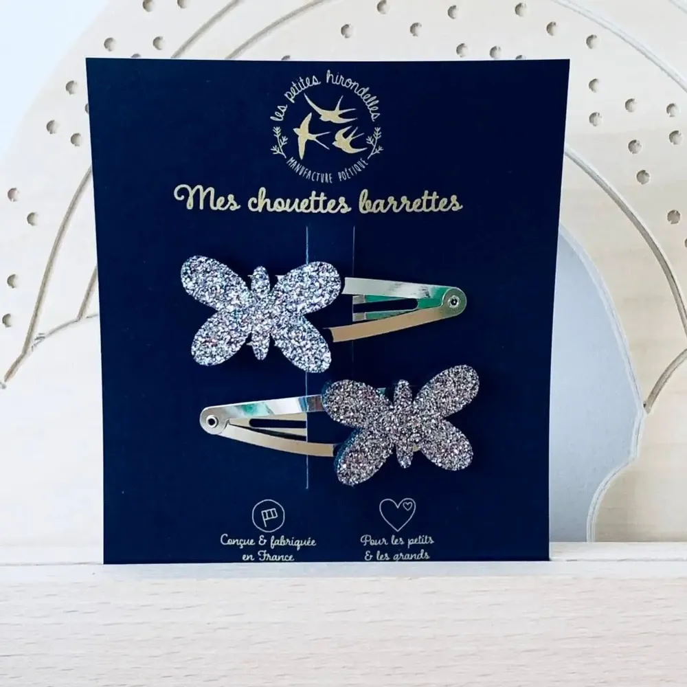 Accessoires cheveux - barrettes-doubles-papillons - LES PETITES HIRONDELLES