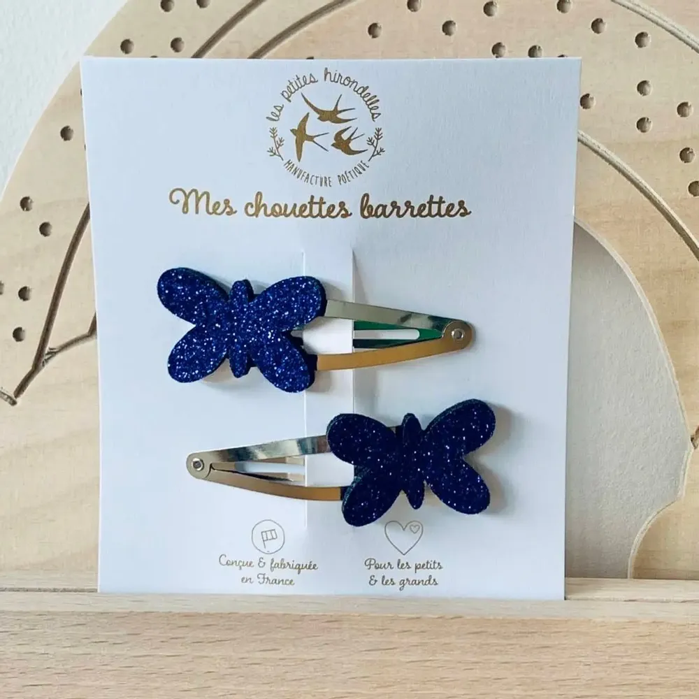 Accessoires cheveux - barrettes-doubles-papillons - LES PETITES HIRONDELLES