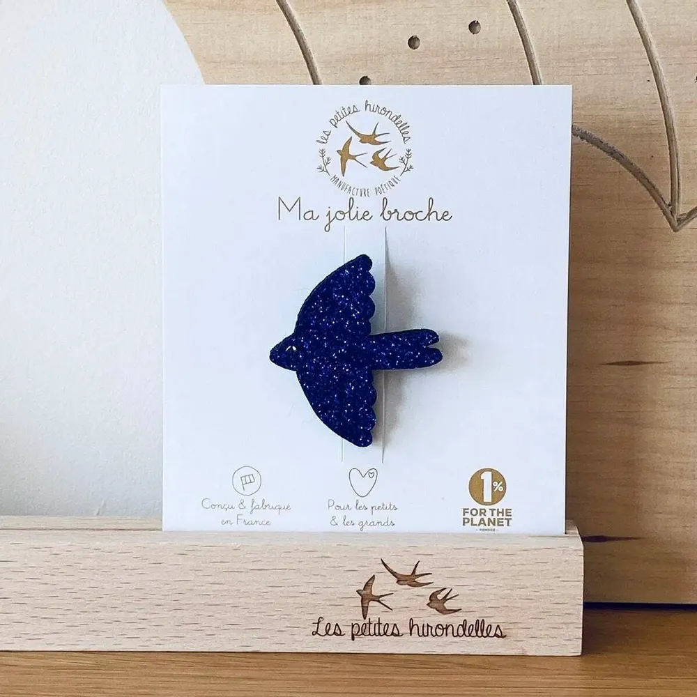 Brooches - Glitter felt brooch - Dove - Silver - LES PETITES HIRONDELLES