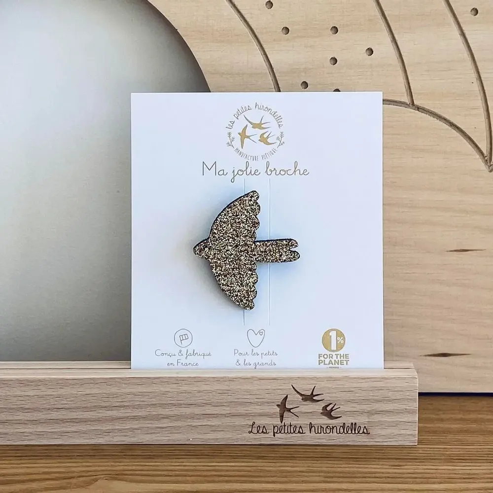 Brooches - Glitter felt brooch - Dove - Silver - LES PETITES HIRONDELLES