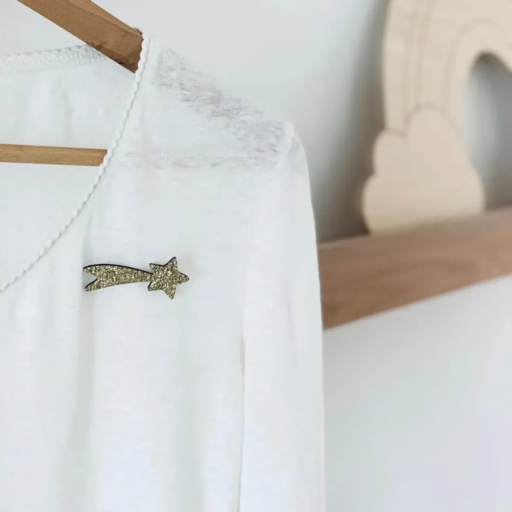 Broches - broche-feutrine-pailletee-etoile-filante - LES PETITES HIRONDELLES