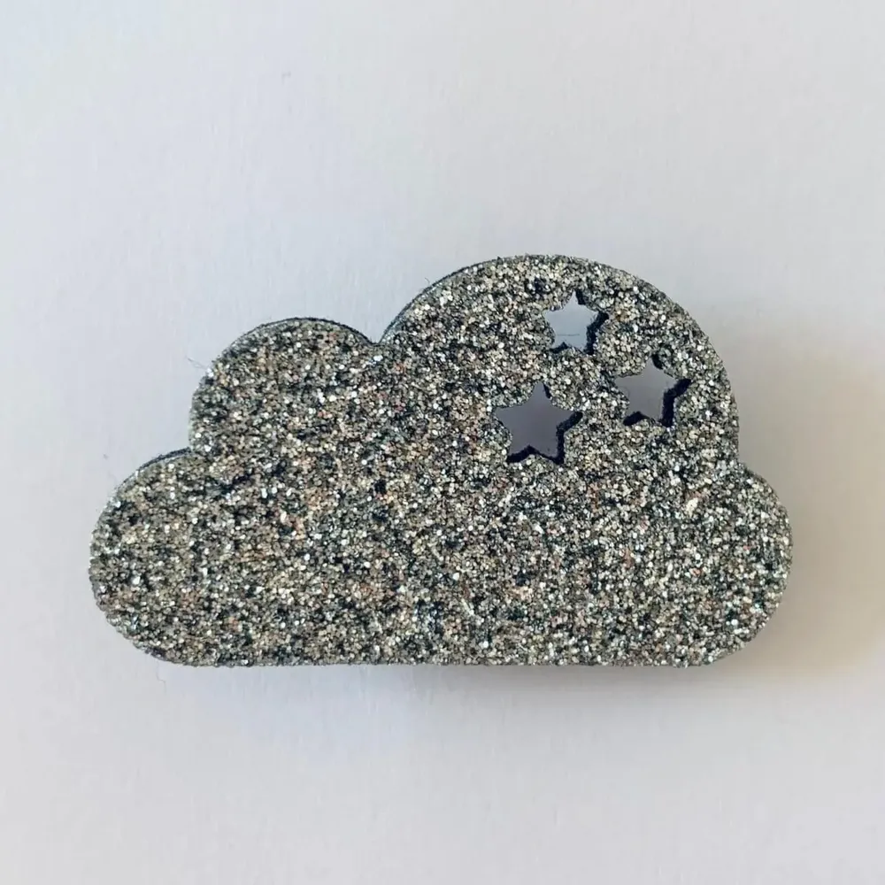 Broches - broche-feutrine-pailletee-nuage - LES PETITES HIRONDELLES
