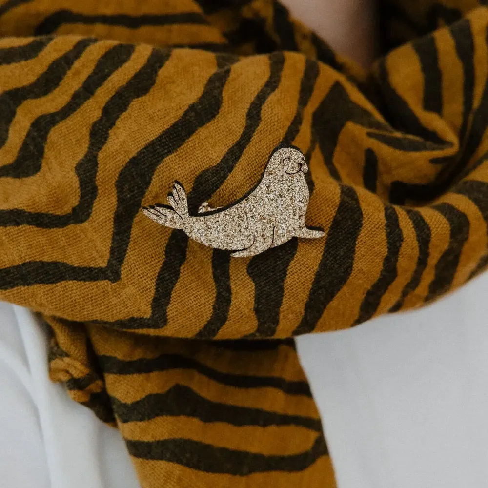 Broches - Broche feutrine pailletée - Phoque - LES PETITES HIRONDELLES