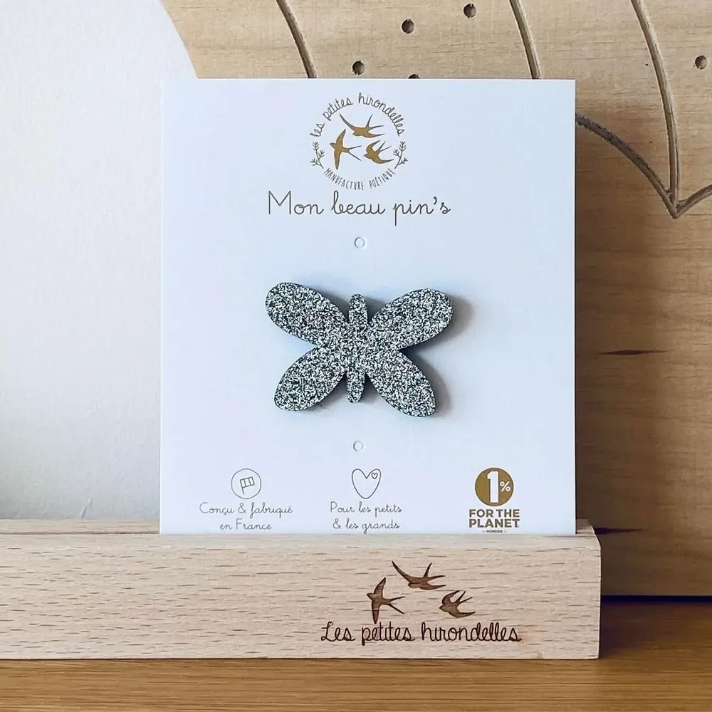 Broches - broche-feutrine-pailletee-papillon - LES PETITES HIRONDELLES