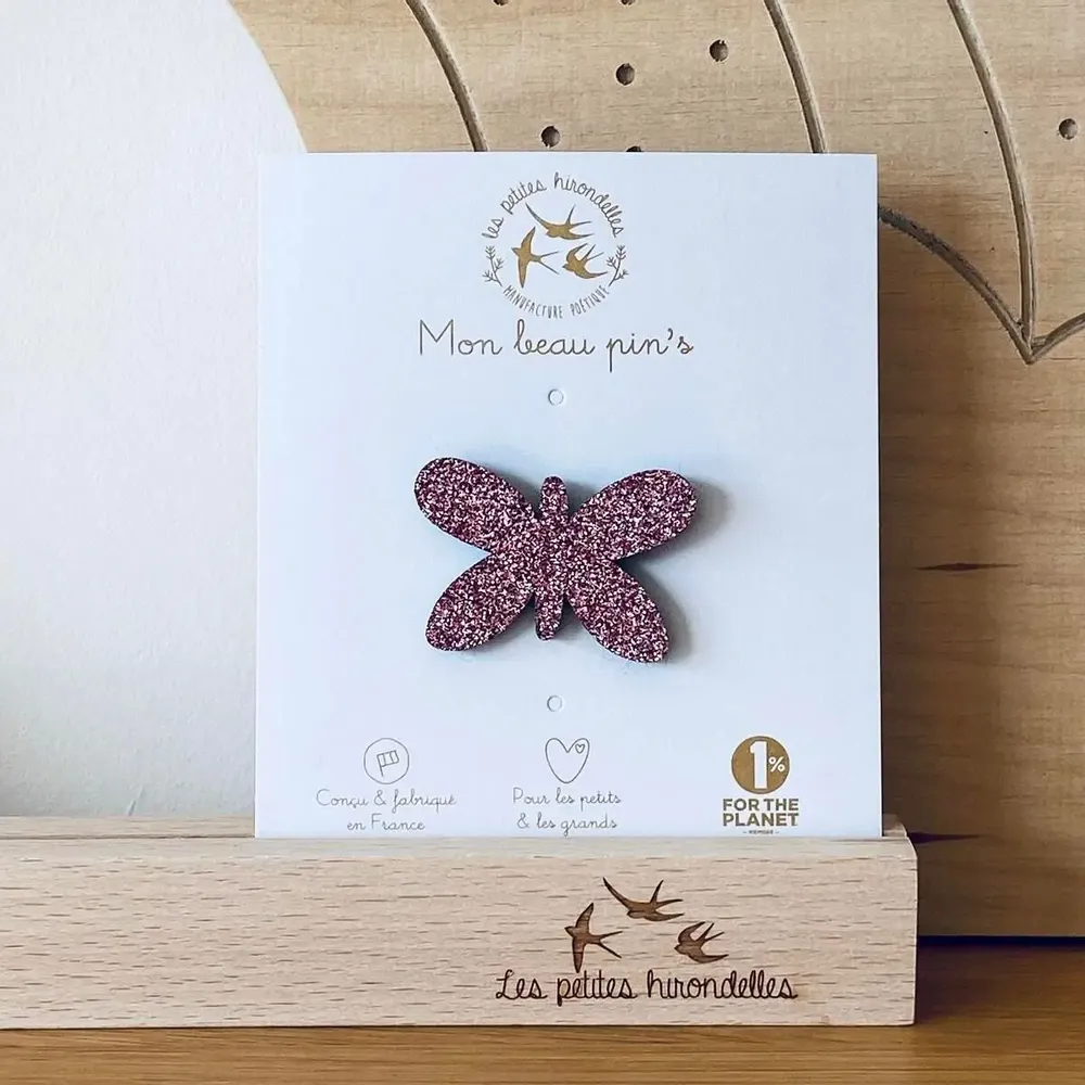 Broches - broche-feutrine-pailletee-papillon - LES PETITES HIRONDELLES