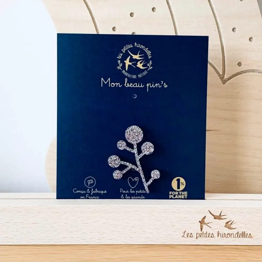 Broches - pin-s-feutrine-pailletee-branche-de-gui - LES PETITES HIRONDELLES
