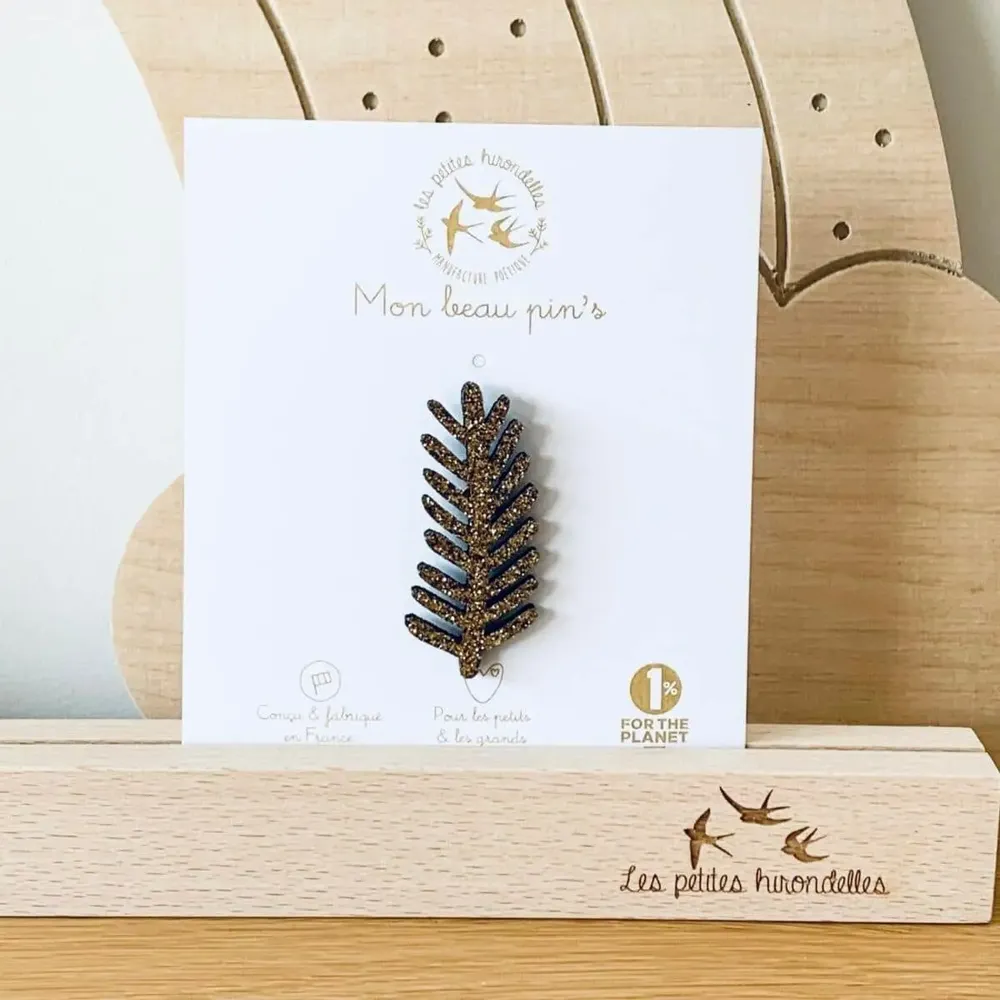 Brooches - Glitter felt pin's - Pine branch - Silver - LES PETITES HIRONDELLES