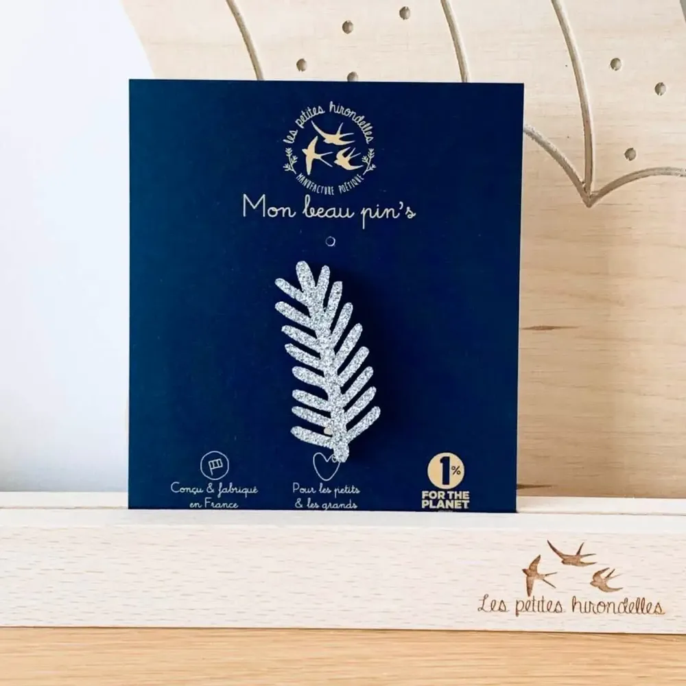 Brooches - Glitter felt pin's - Pine branch - Silver - LES PETITES HIRONDELLES